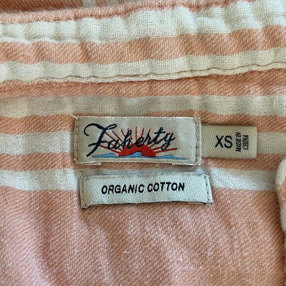 Faherty Dream Cotton Gauze Desmond Top Sepia Neutral Stripe - Picture 6 of 7